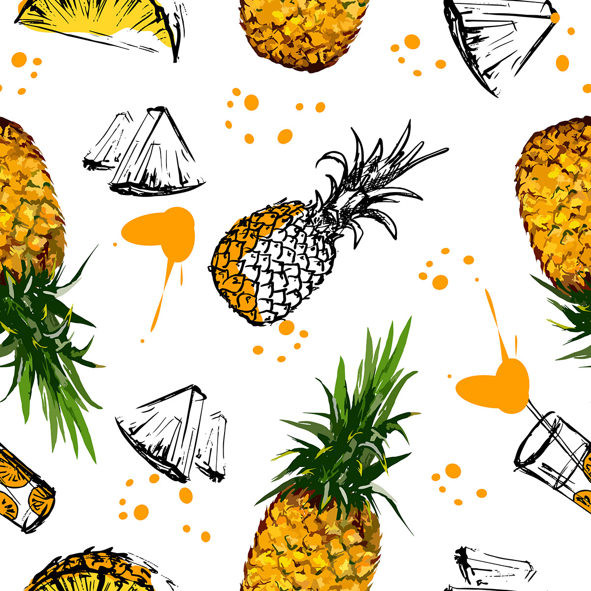 Luscious pineapple illustrations rendition image