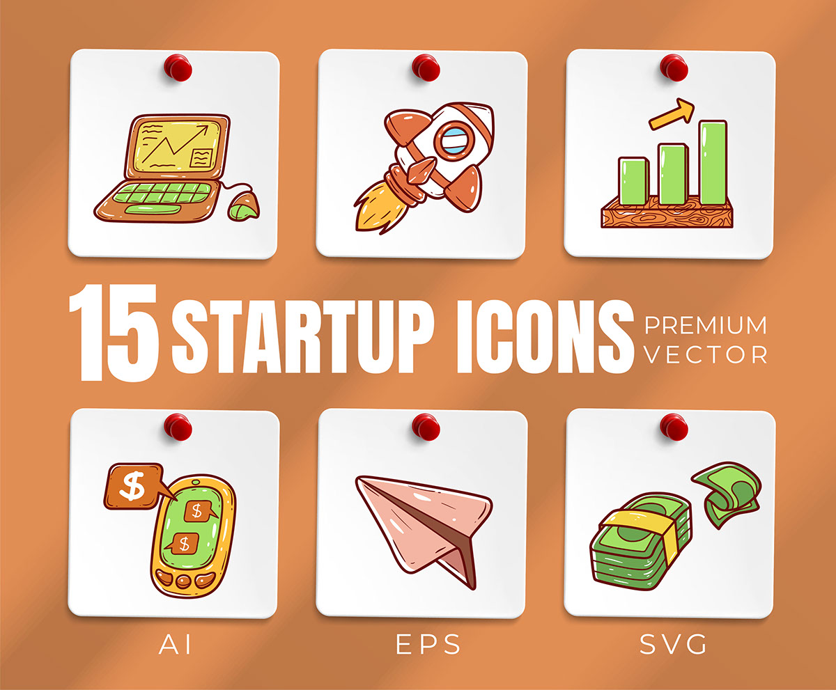15 Startp icons element vector illustration rendition image