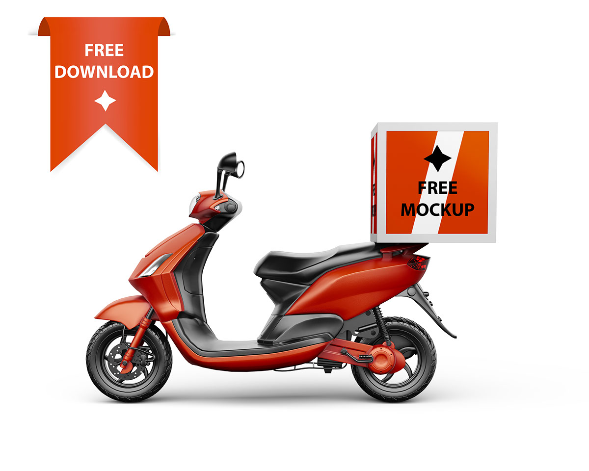 Scooter Delivery Mockup FREE rendition image