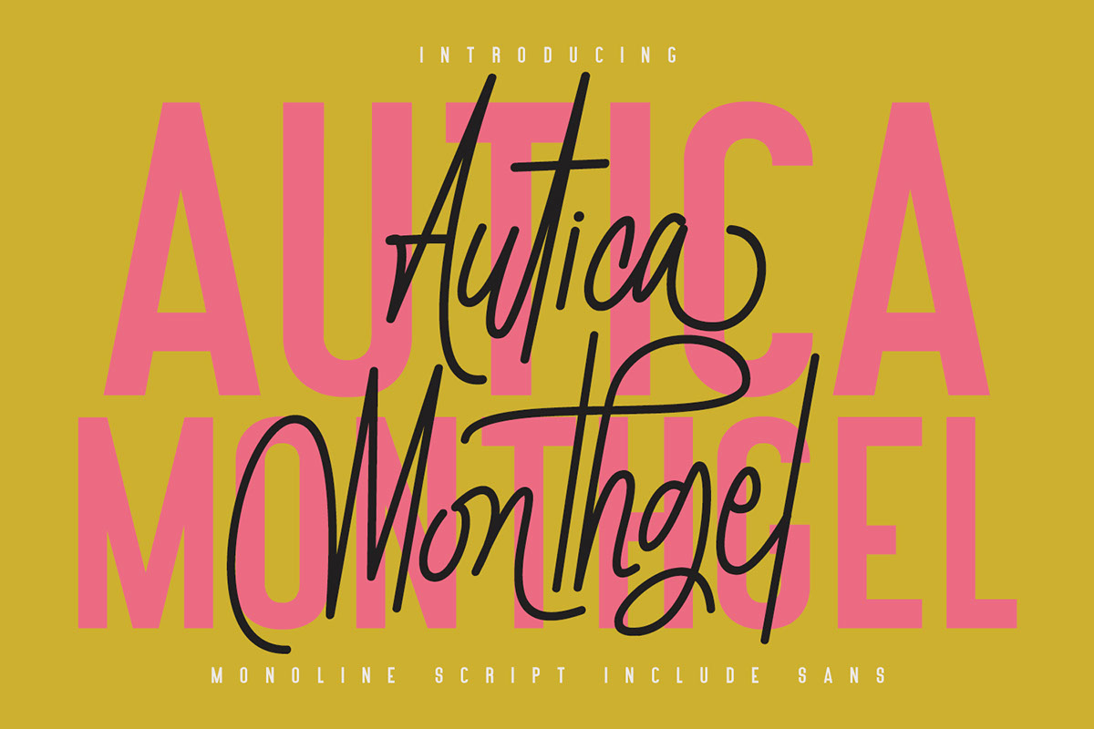 Autica Monthgel Monoline Script Sans Font Duo rendition image