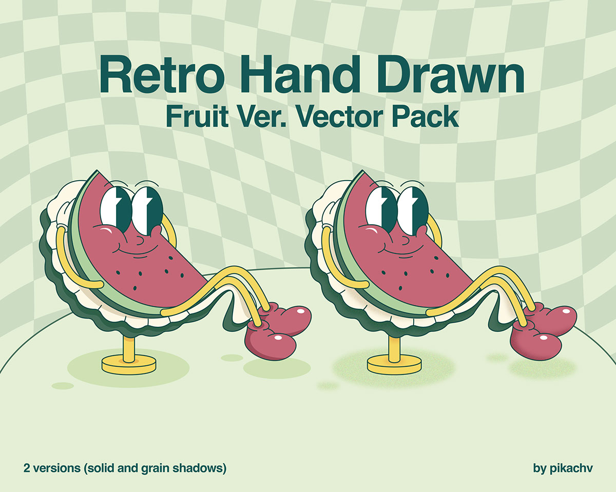Retro Hand Drawn Watermelon5 rendition image
