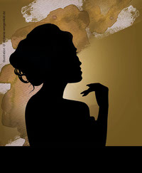 Silhouette-pure-black-on-golden-background-with-watercolor-elements