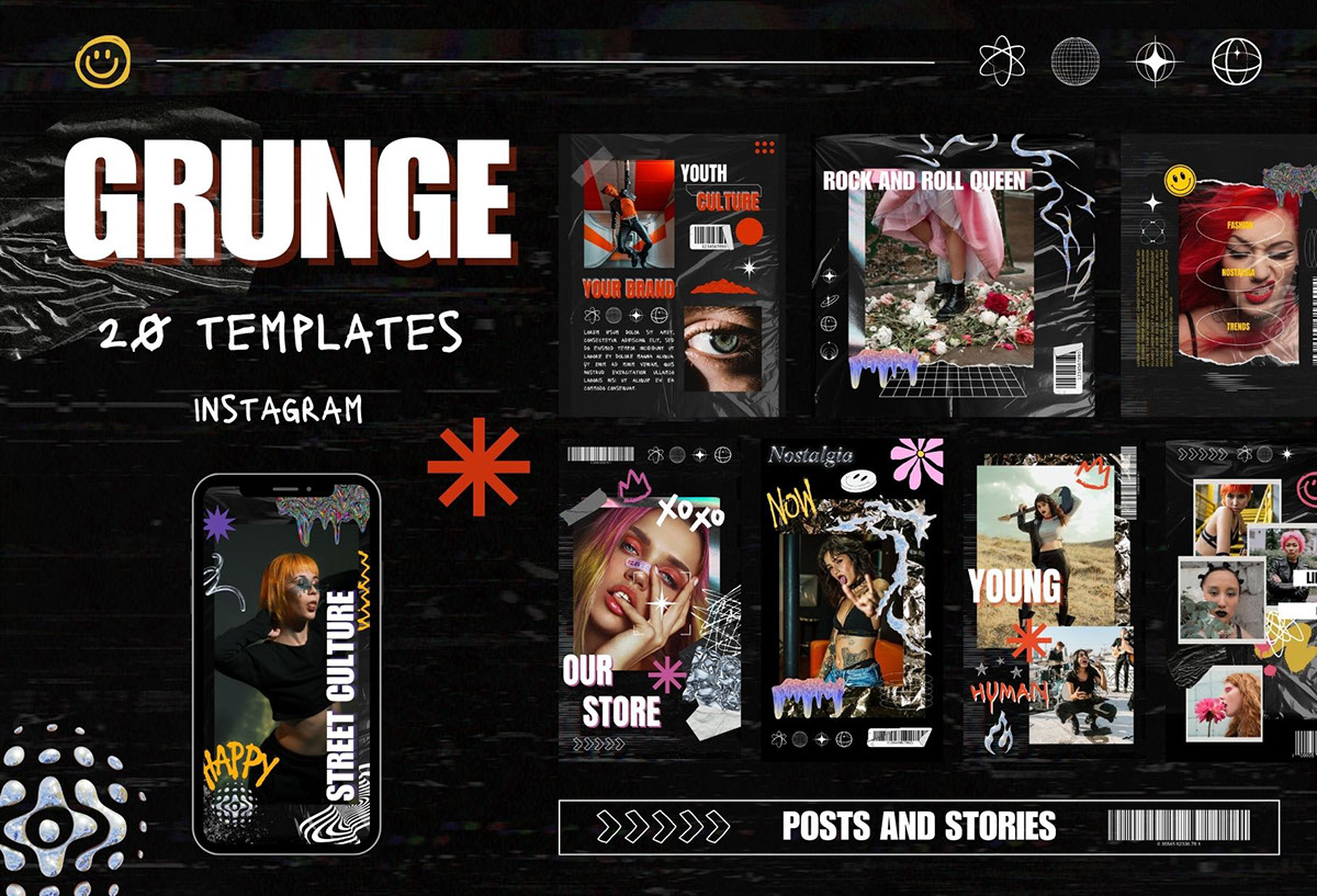 Grunge Instagram Templates Collection rendition image