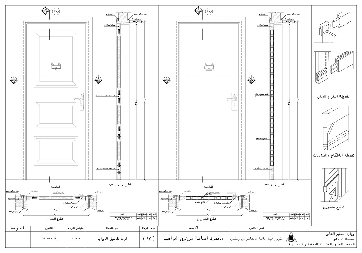 Detailed Drawings of Different Types of Doors-Clad Kash and Paneled Doors rendition image