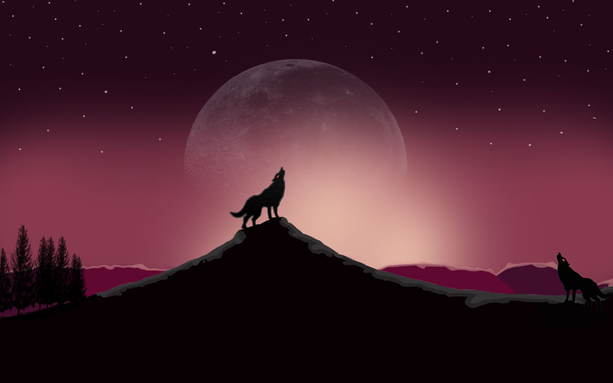 Wolf night with a Red Mon rendition image