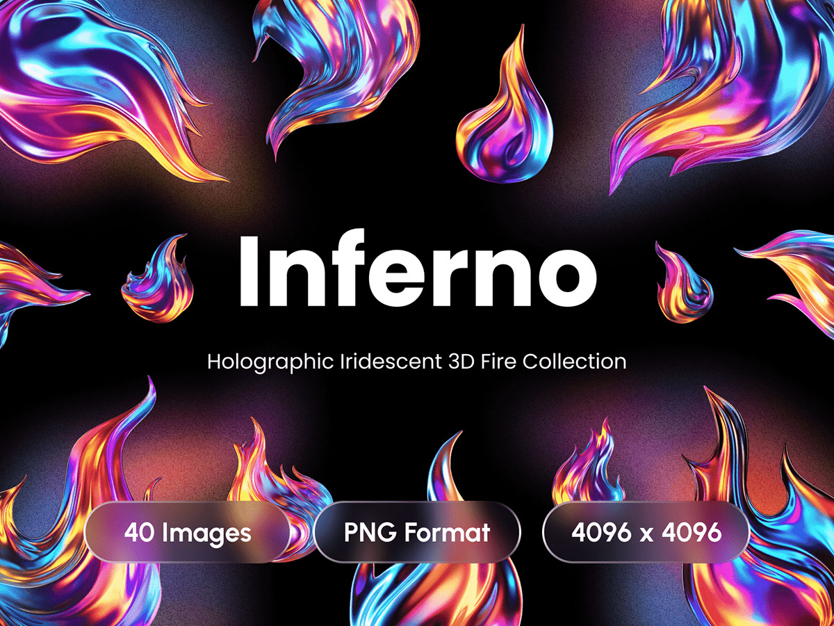 Inferno - Holographic Iridescent 3D Fire Flame Collection rendition image