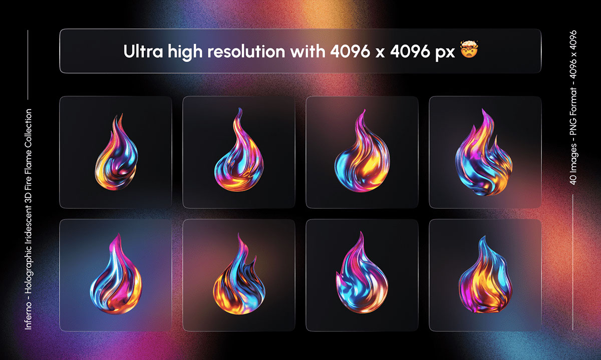 Inferno - Holographic Iridescent 3D Fire Flame Collection rendition image