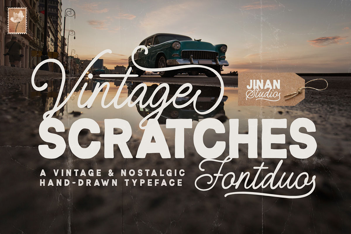 Vintage Scratches Font Duo rendition image
