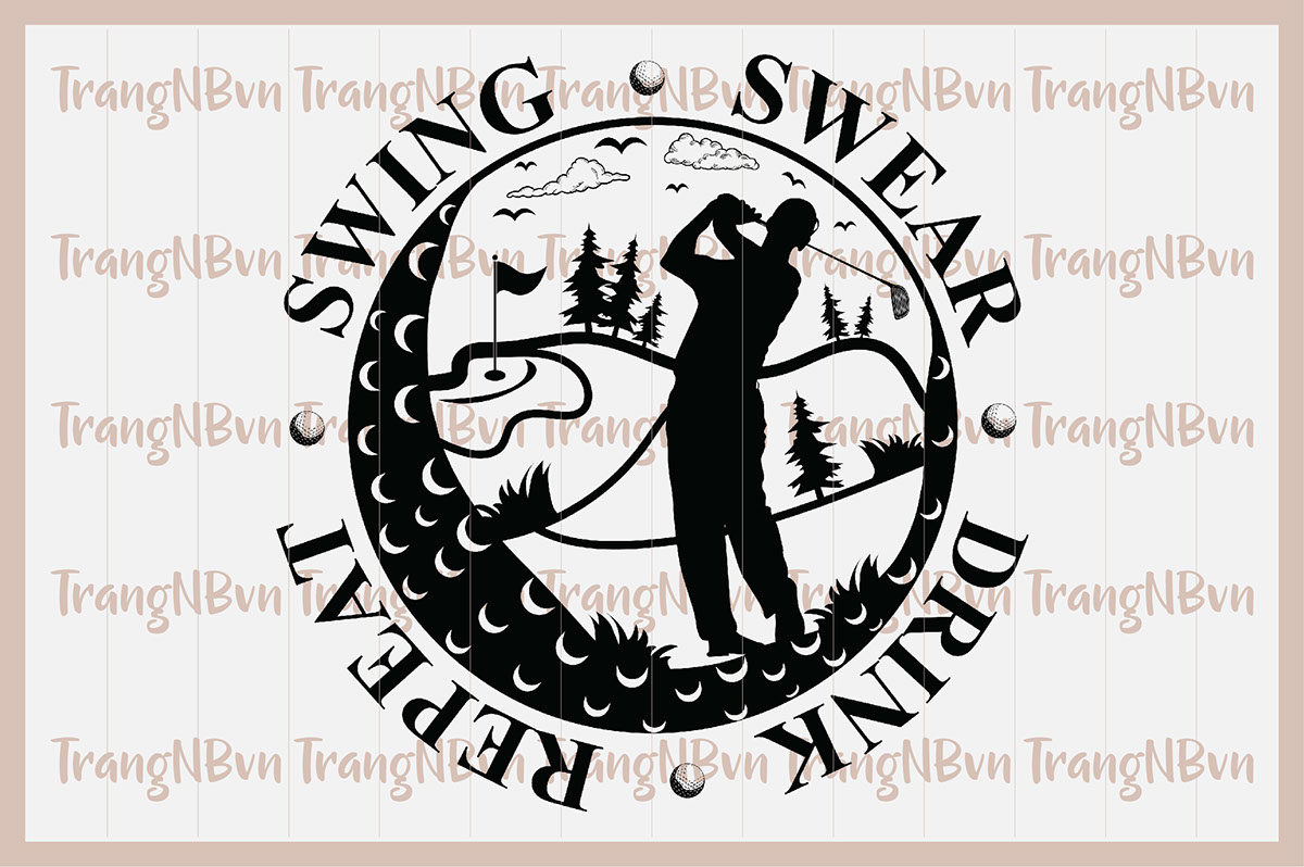 Swing Swear Drink Repeat Golf rendition image