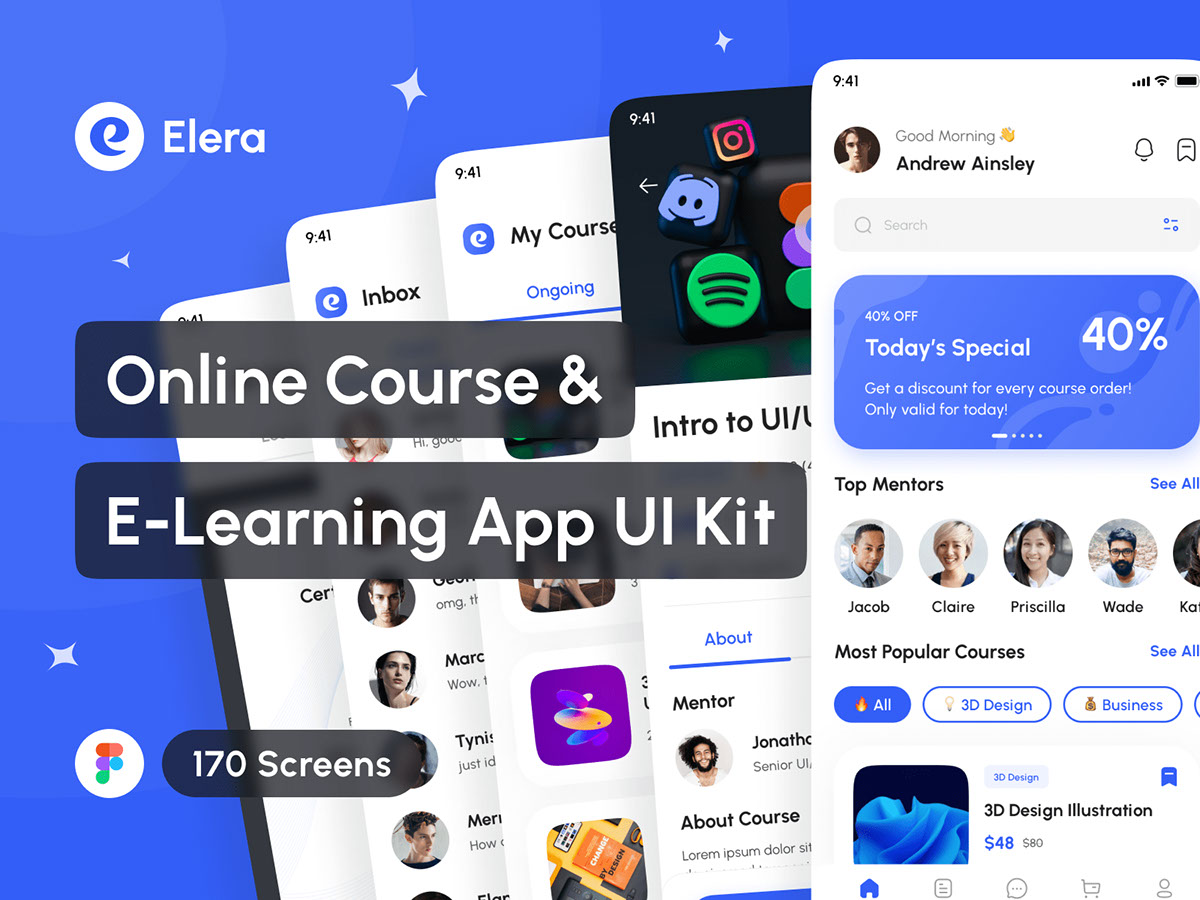 Elera - Online Course and E-Learning App UI Kit rendition image