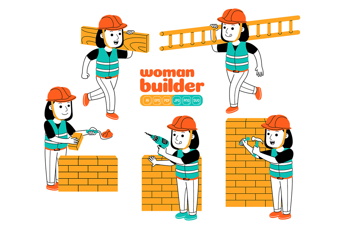 Women Builder Profession Vector Pack rendition image