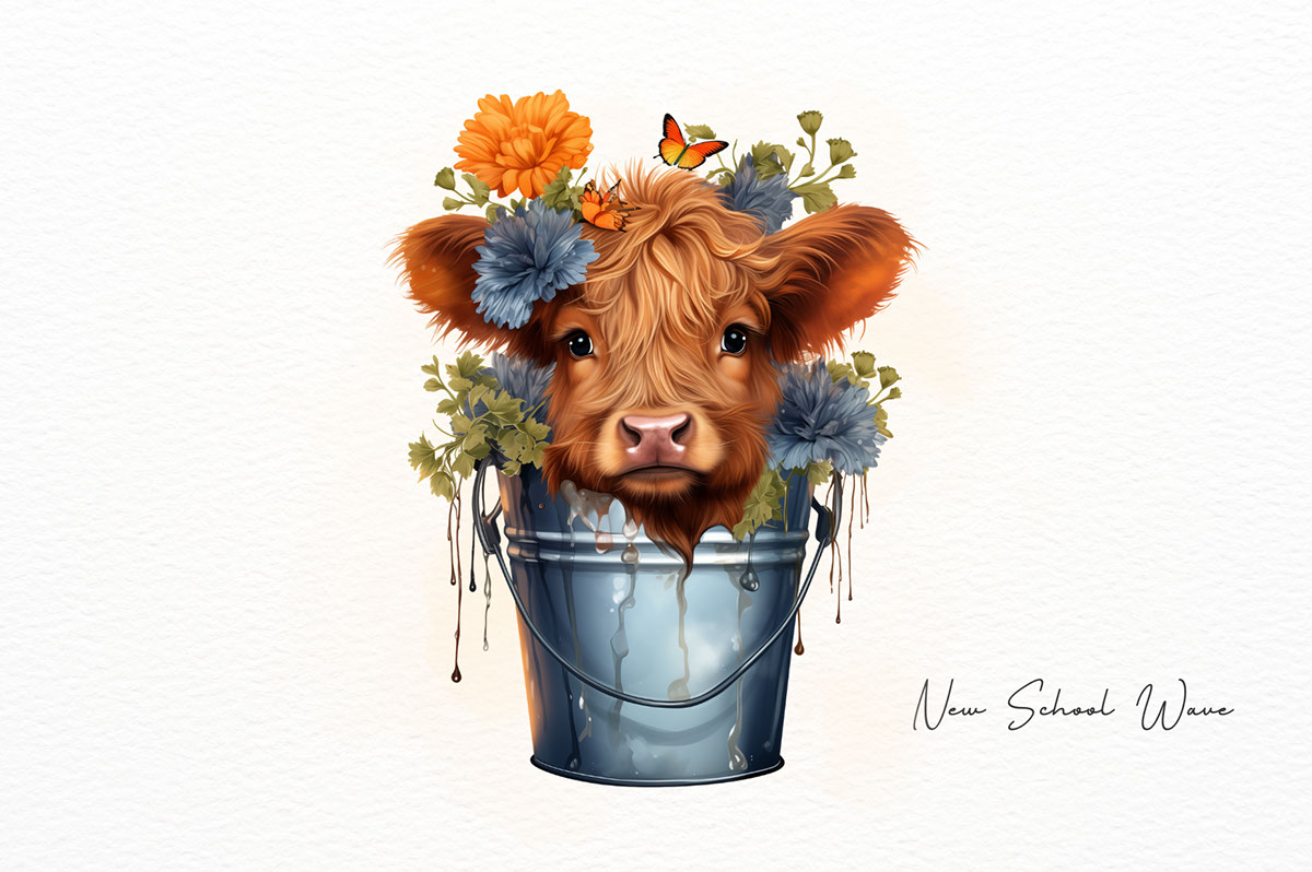 Highland Baby Cow rendition image
