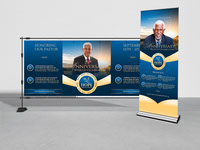 Pastor Anniversary Banner Template-Blue-Gold