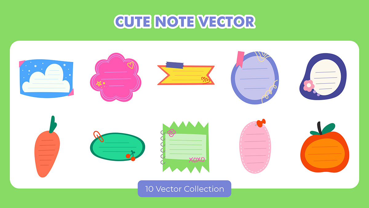 Cute Note Vector Set rendition image