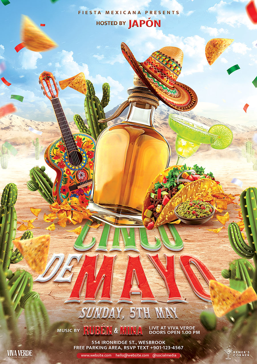 Cinco De Mayo Flyer PSD Template rendition image