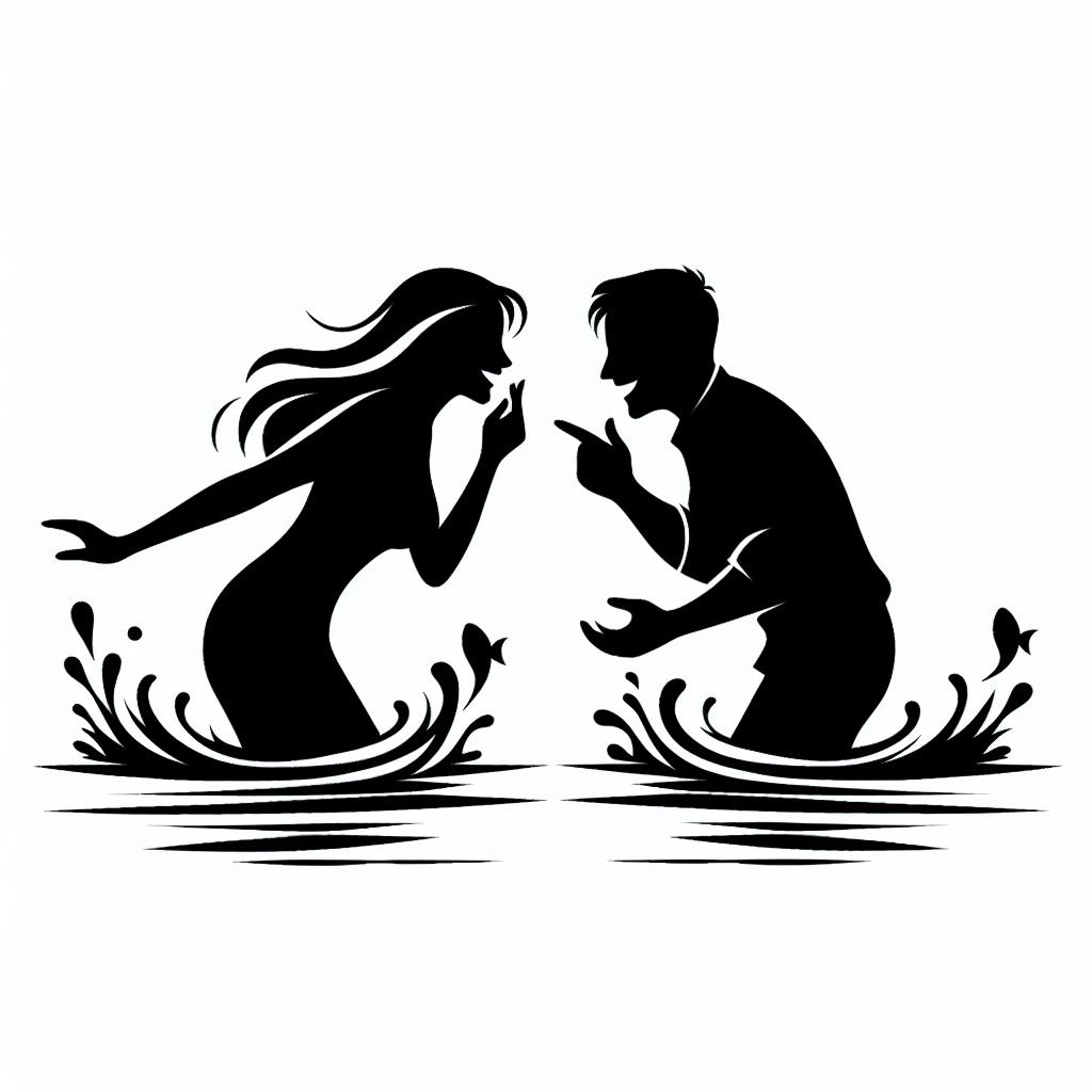 Playing boy and girl in water EPS file rendition image