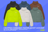 cropped CORDUROY PUFFER JACKET mockup psd template