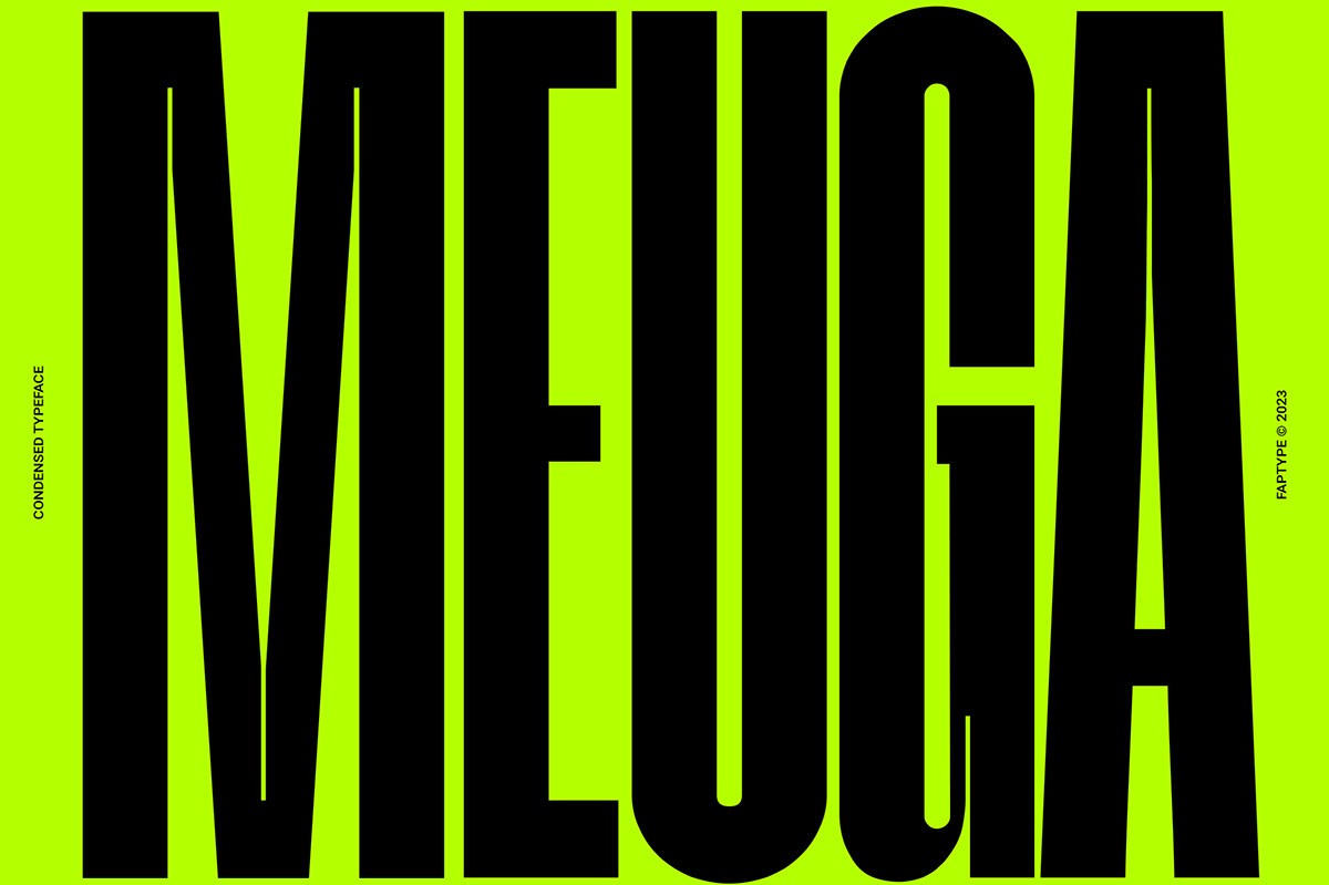 Meuga Condensed Sans Serif Font rendition image