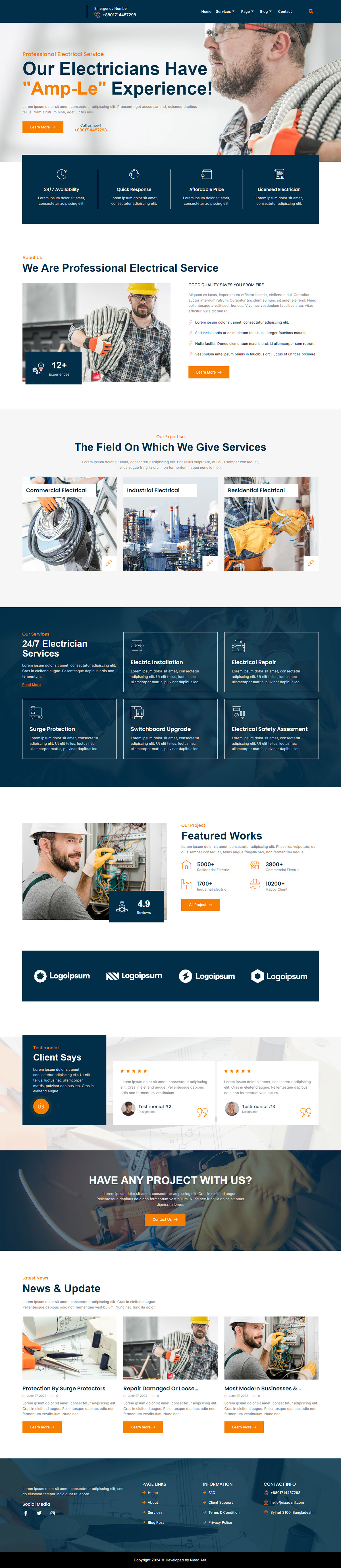 Professional Electrical Services Website rendition image
