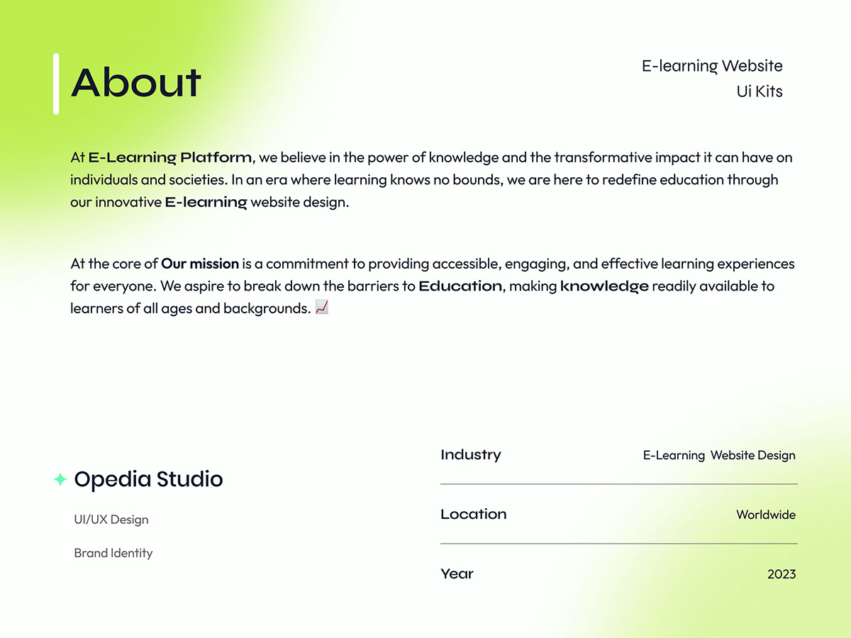 E-learning Landing Page Website UI Design rendition image