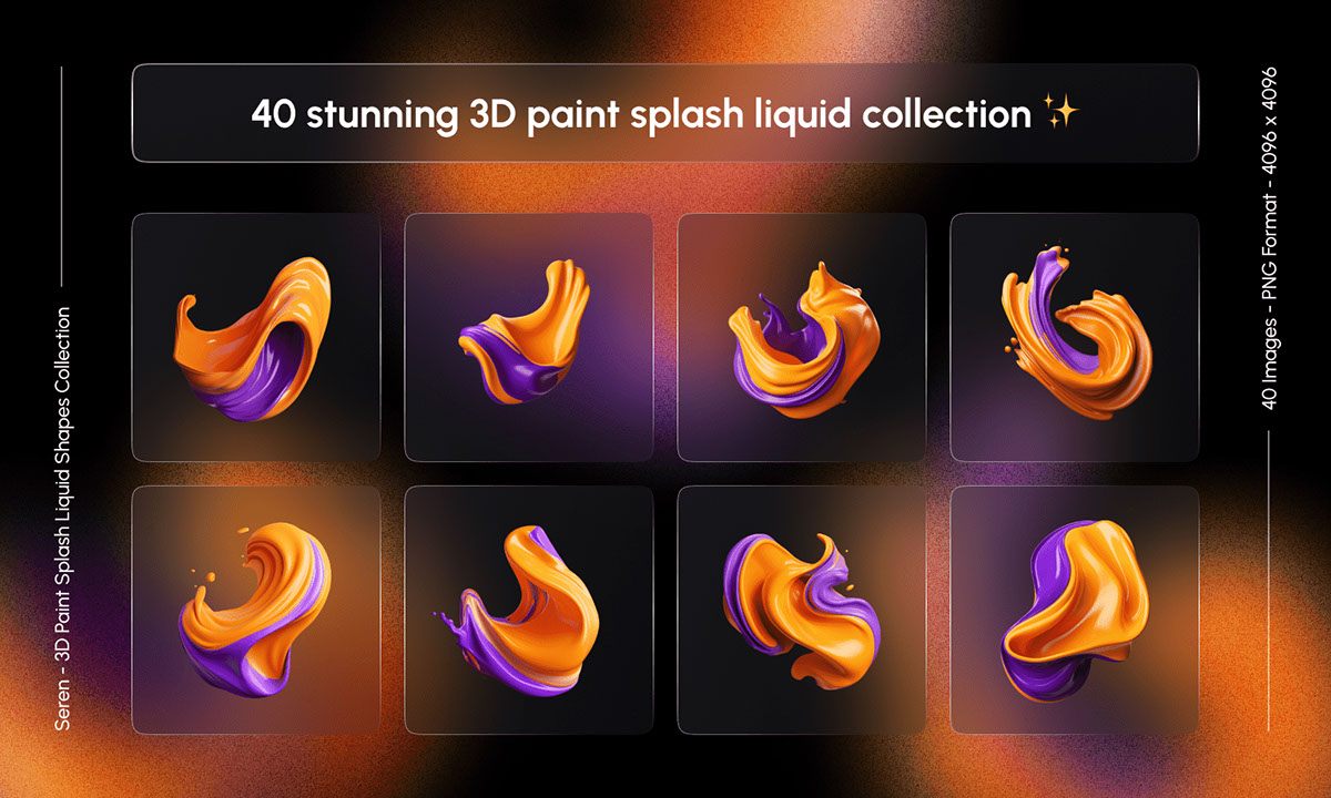 Seren - 3D Paint Splash Liquid Shapes Collection rendition image