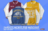 Varsity Jacket mockup psd front and back template