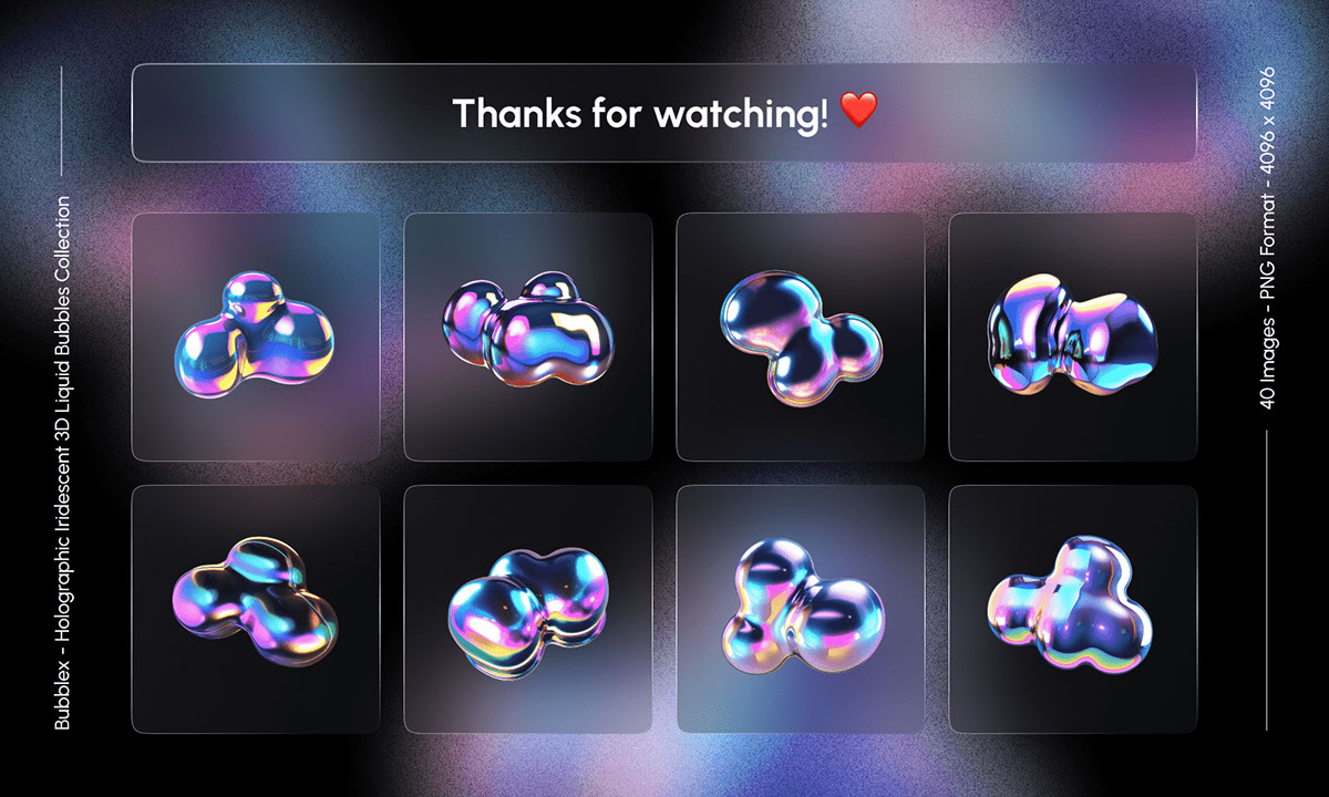 Bubblex - Holographic Iridescent 3D Liquid Bubbles Collection rendition image