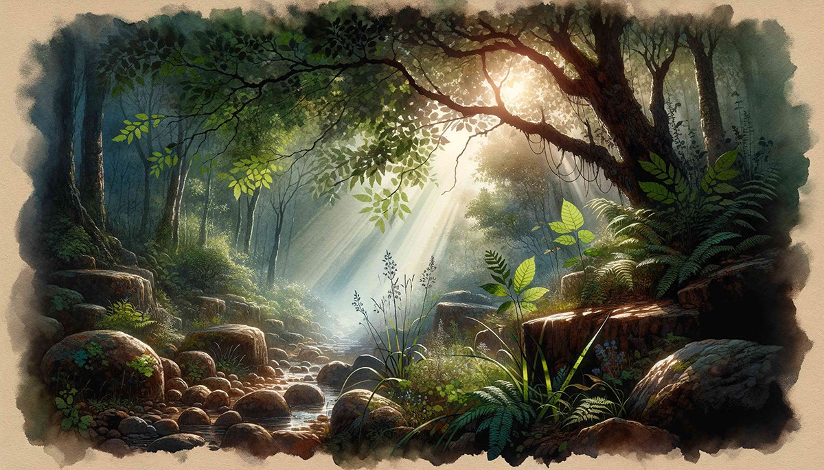 Forest-s Serene Morning by Aravind Reddy Tarugu rendition image