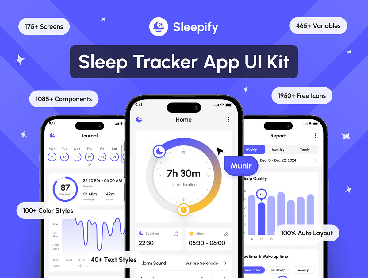 Sleepify - Sleep Tracker App UI Kit rendition image