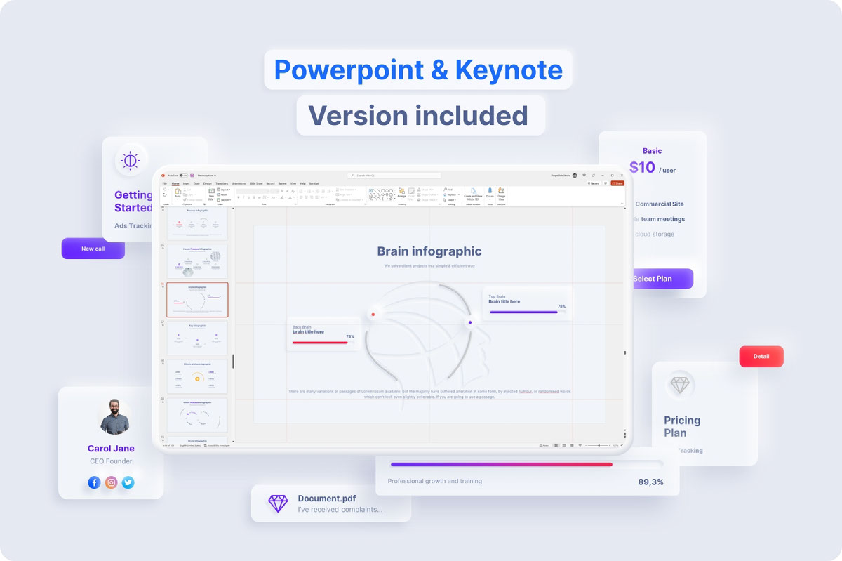 Neumorph Keynote Files rendition image