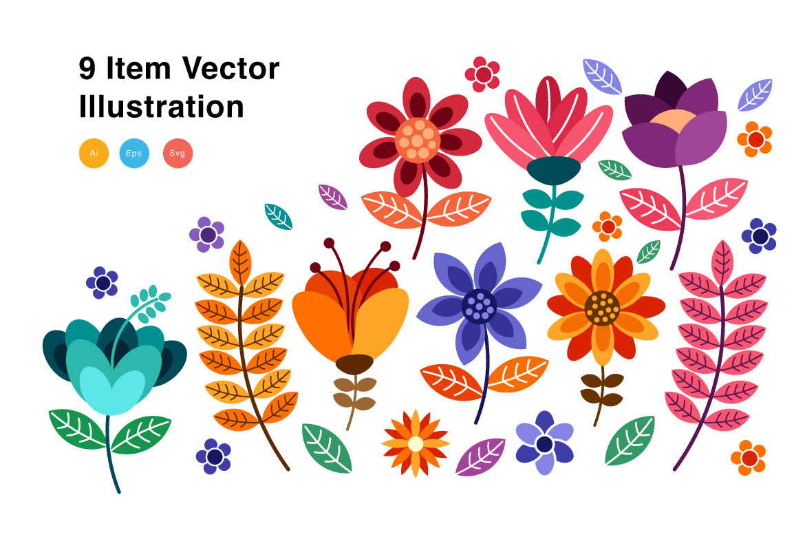 Colorful Flower Vector Illustration rendition image