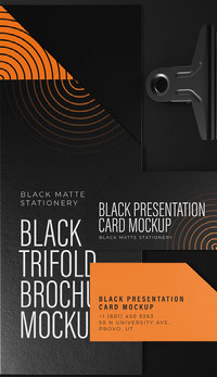 Black Trifold Brochure Top View