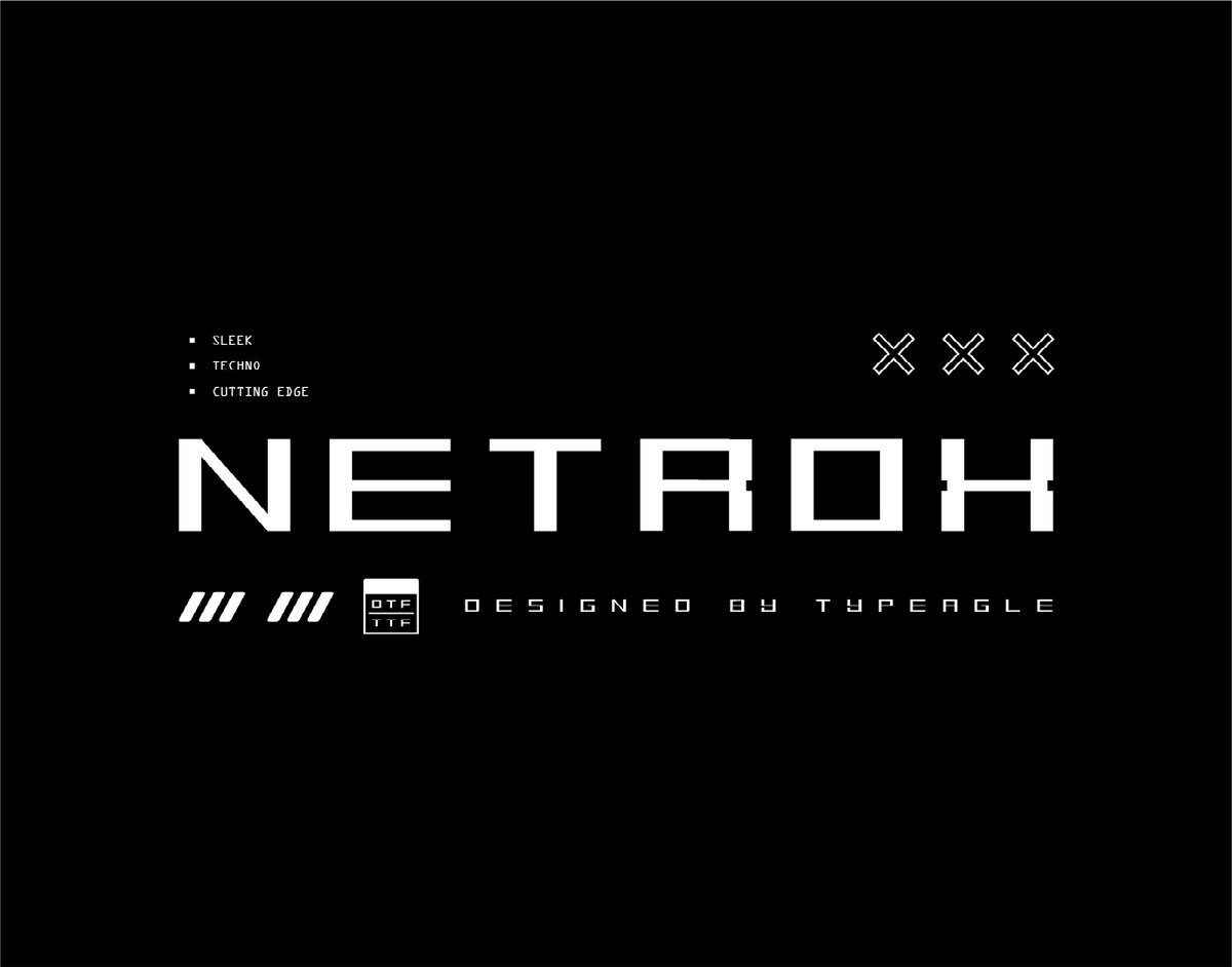 TE NETROX - FUTURISTIC DISPLAY FONT on Behance :: Behance