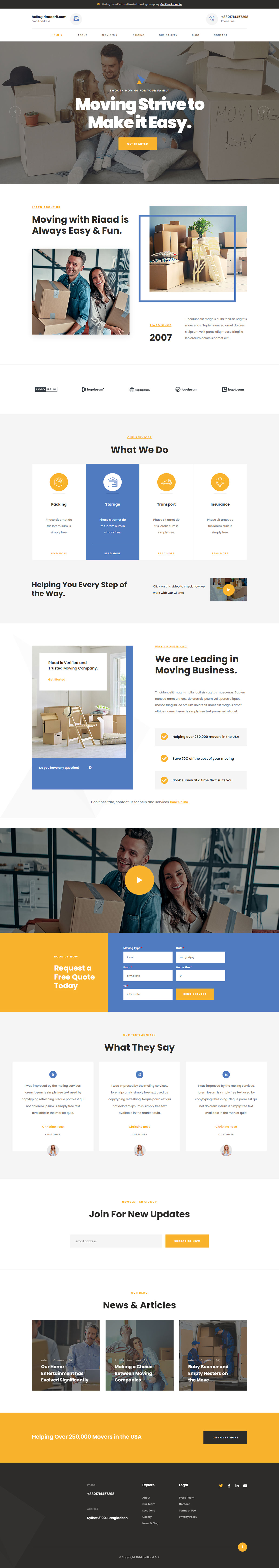 Moving and Storage Business Website rendition image