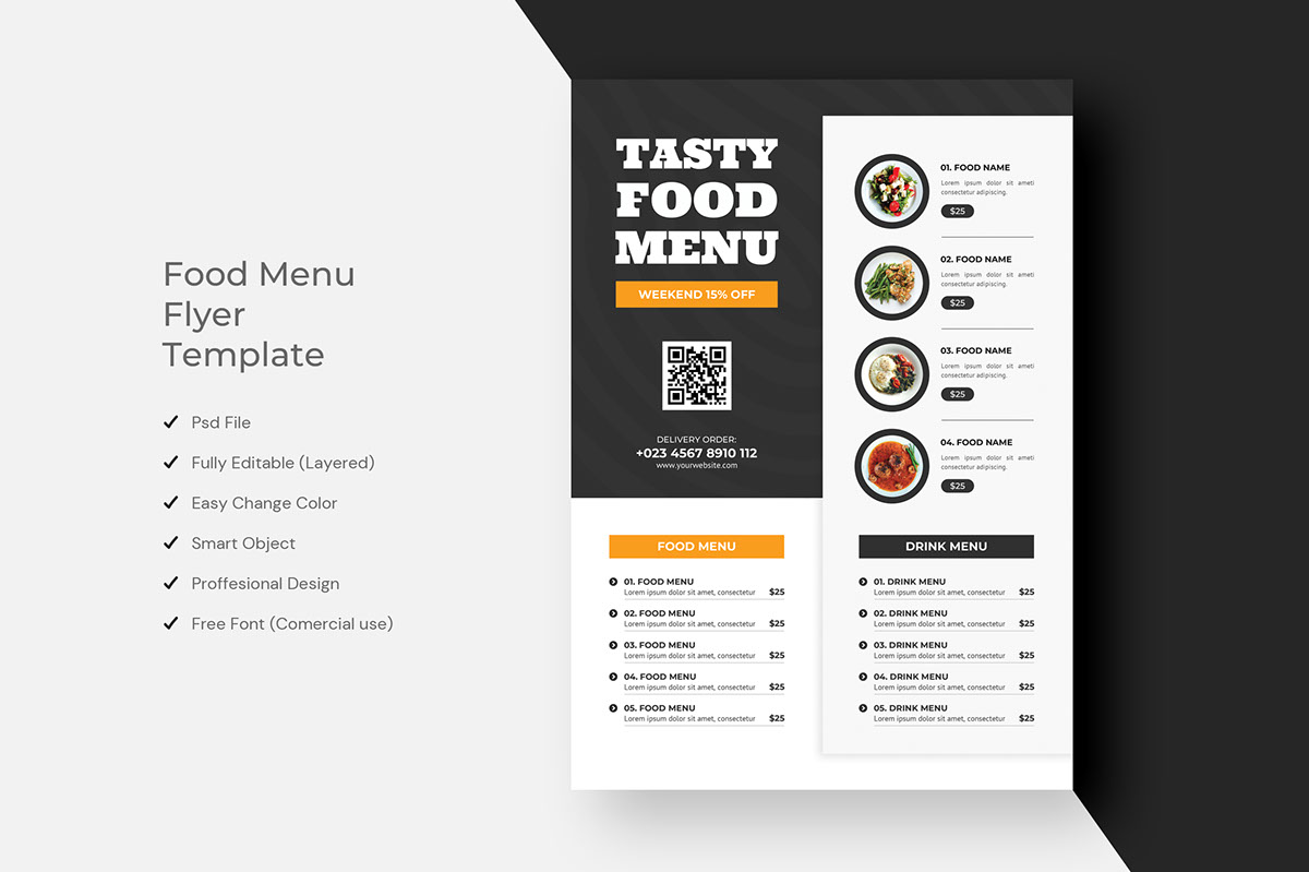 Food Menu Flyer Template Design rendition image
