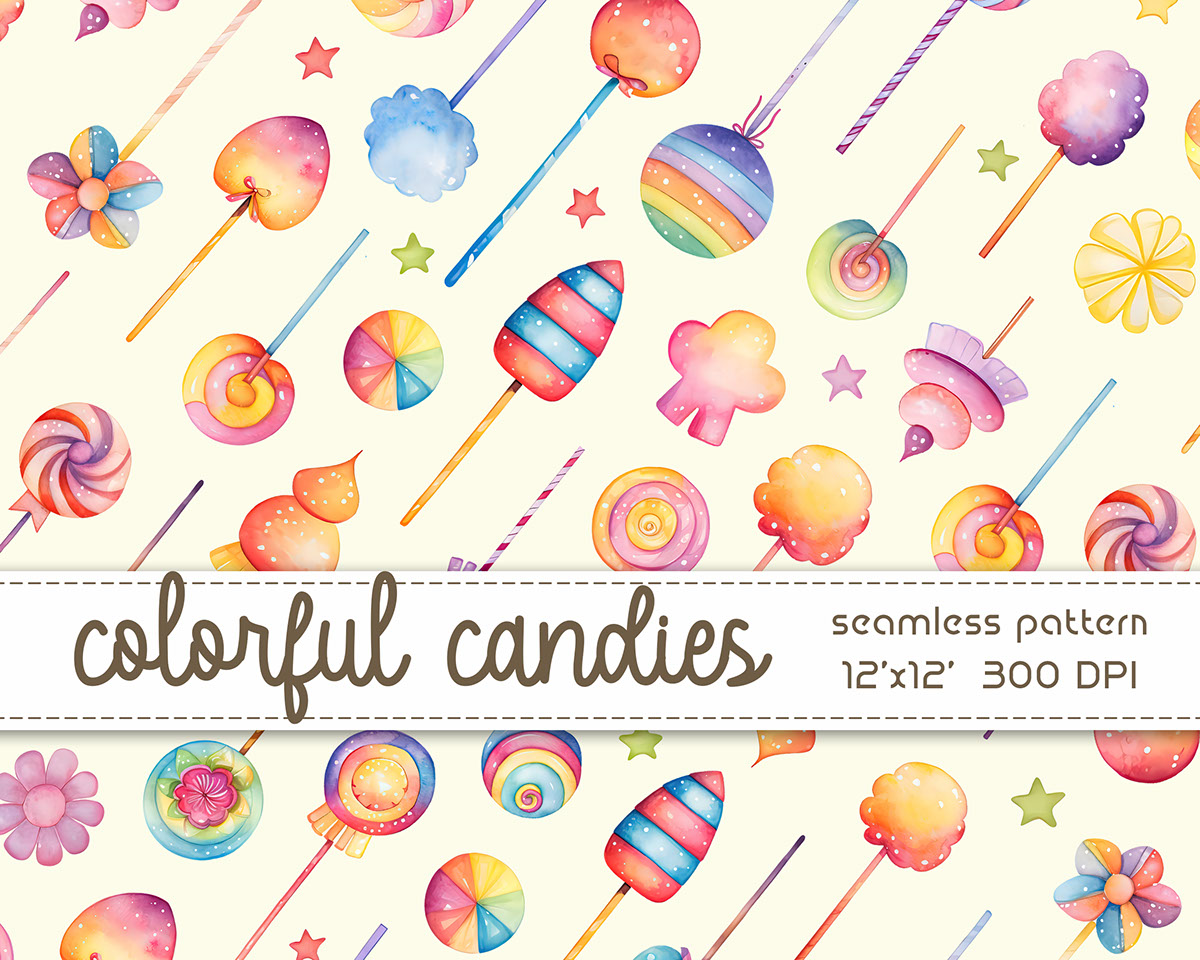 Colorful Candies seamless pattern rendition image