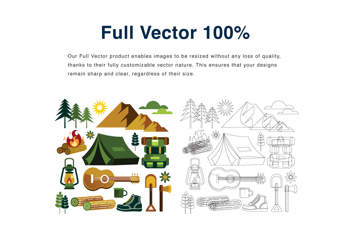 Camping Elements Vector Illustration rendition image