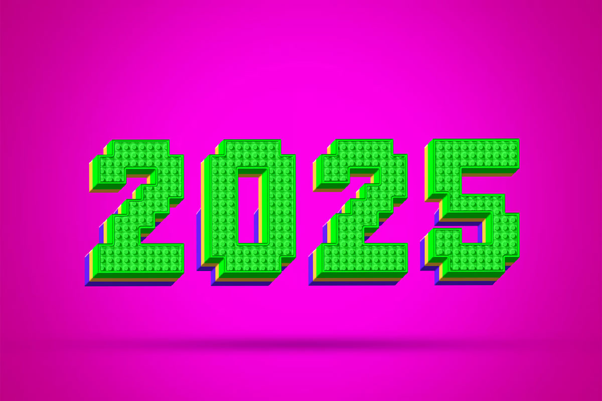 Block style New Year 2025 Text Effect Set on Behance Behance