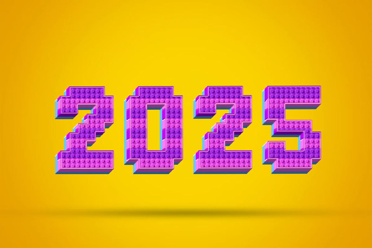 Block style New Year 2025 Text Effect Set on Behance Behance