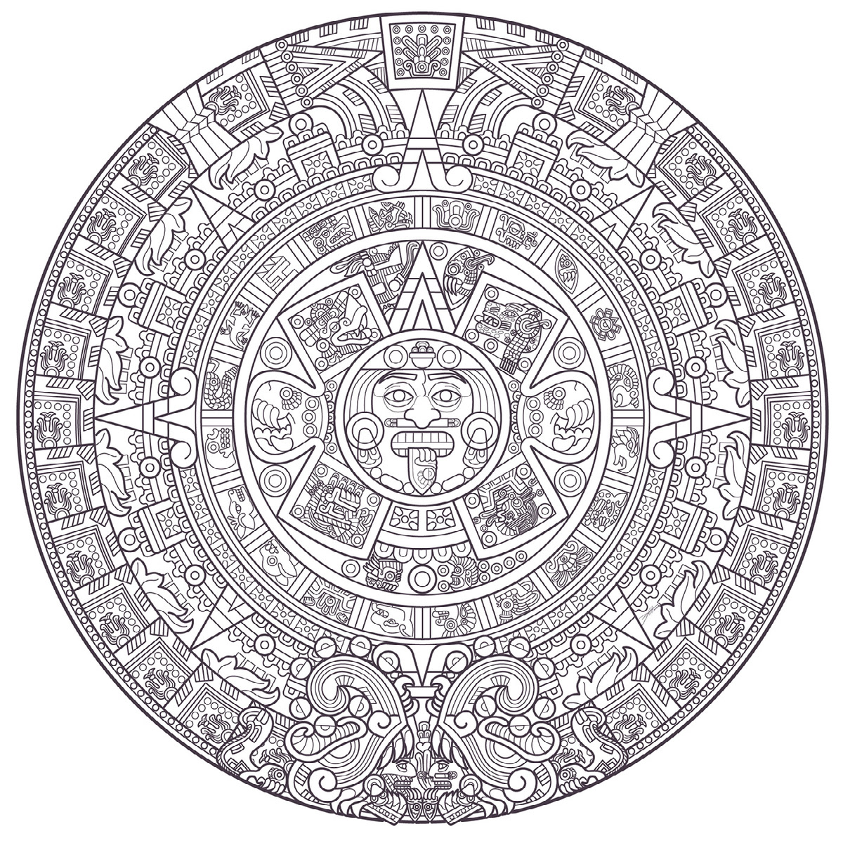 Sol Azteca Drawing Aztec Sun Stone Vector Art w Adobe Illustrator on Behance :: Behance