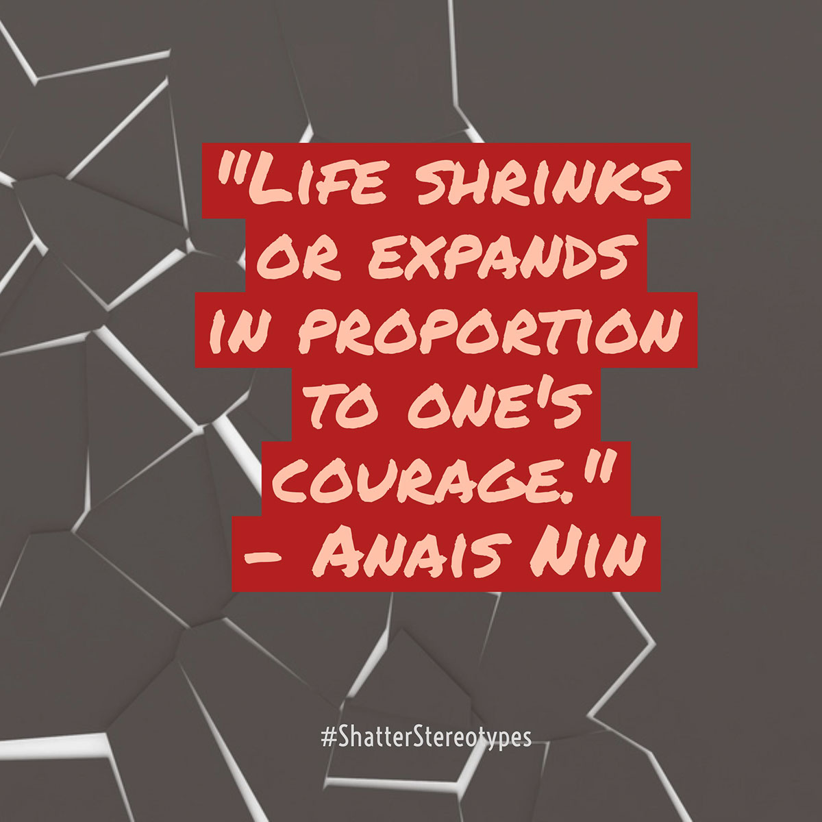 "Life shrinks or expands in proportion to one's courage." - Anais Nin