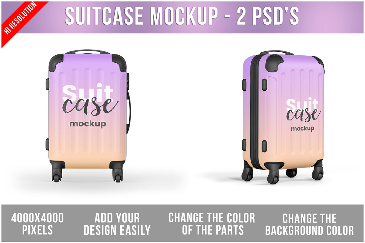 Travel Suitcase Mockup rendition image
