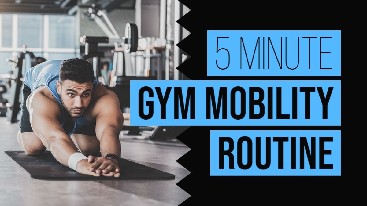 Blue & Black Zig Zag Mobility YouTube Thumbnail Gym Mobility Routine 5 Minute