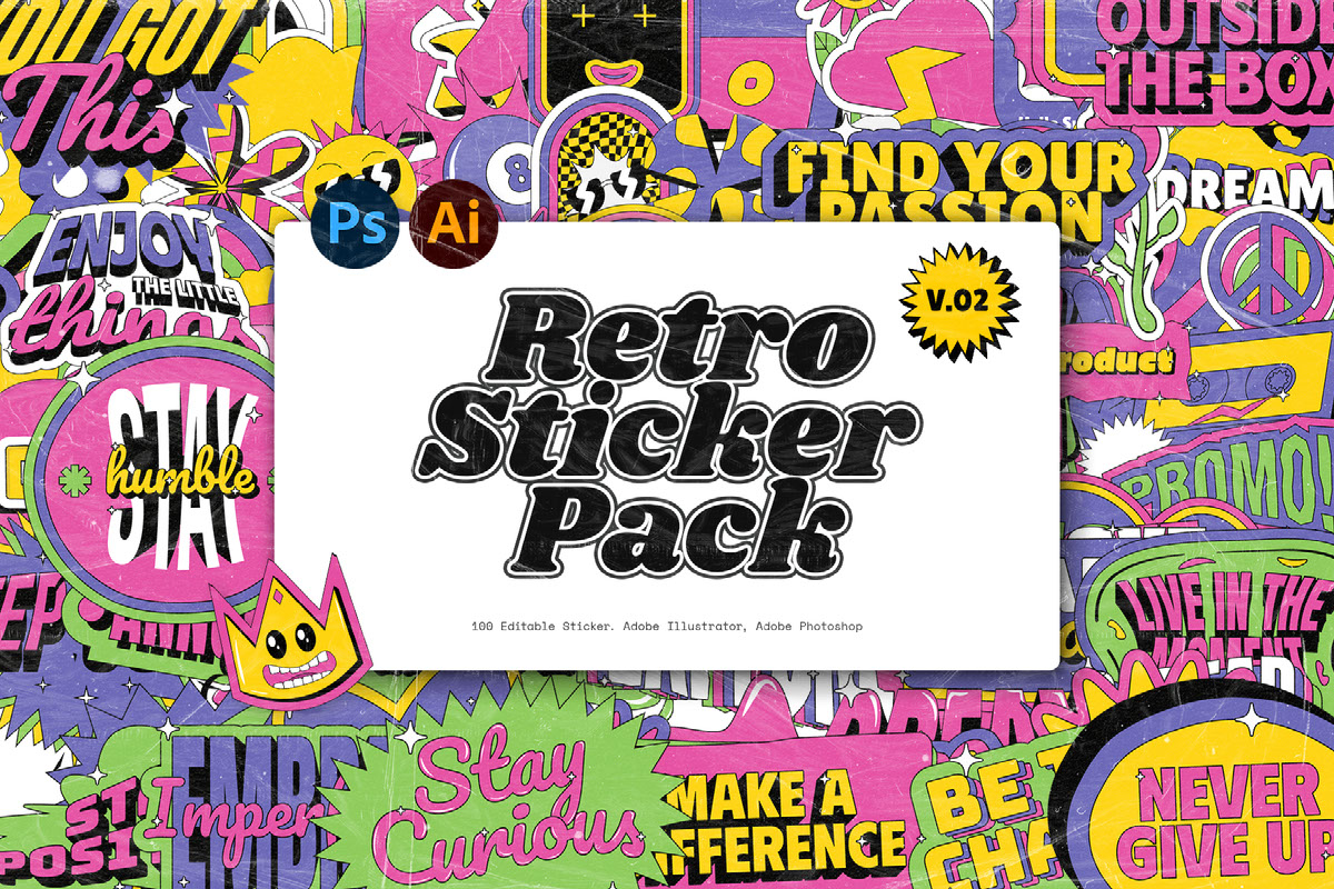 Retro Stickers Files Vol 2 - Retro Sticker Pack on Behance :: Behance