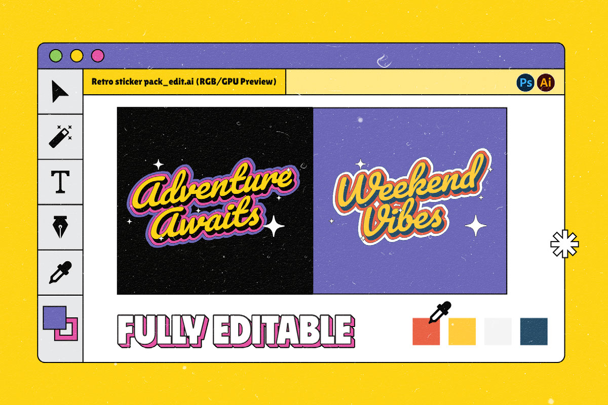 Vol 2 - Retro Sticker Pack on Behance :: Behance