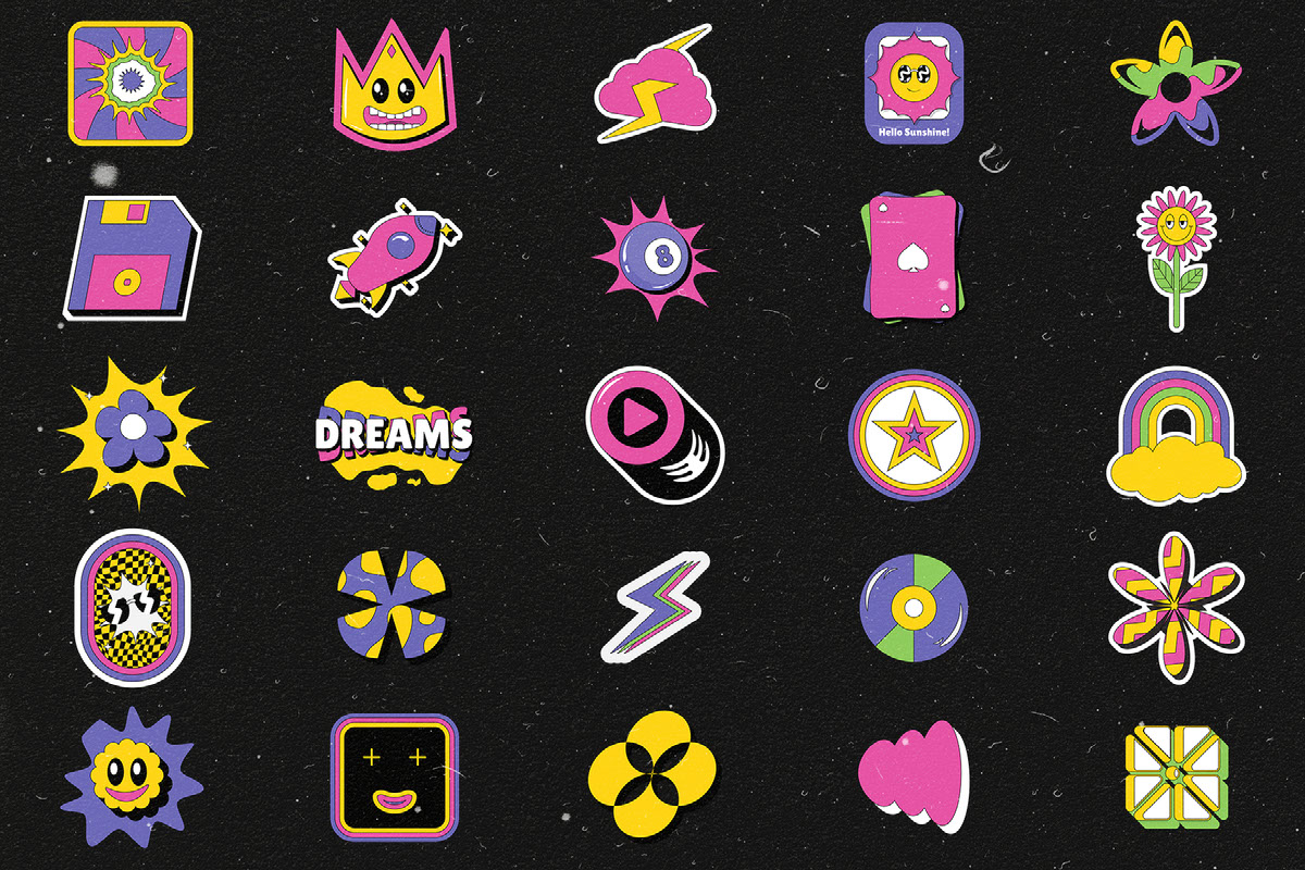 Vol 2 - Retro Sticker Pack on Behance :: Behance