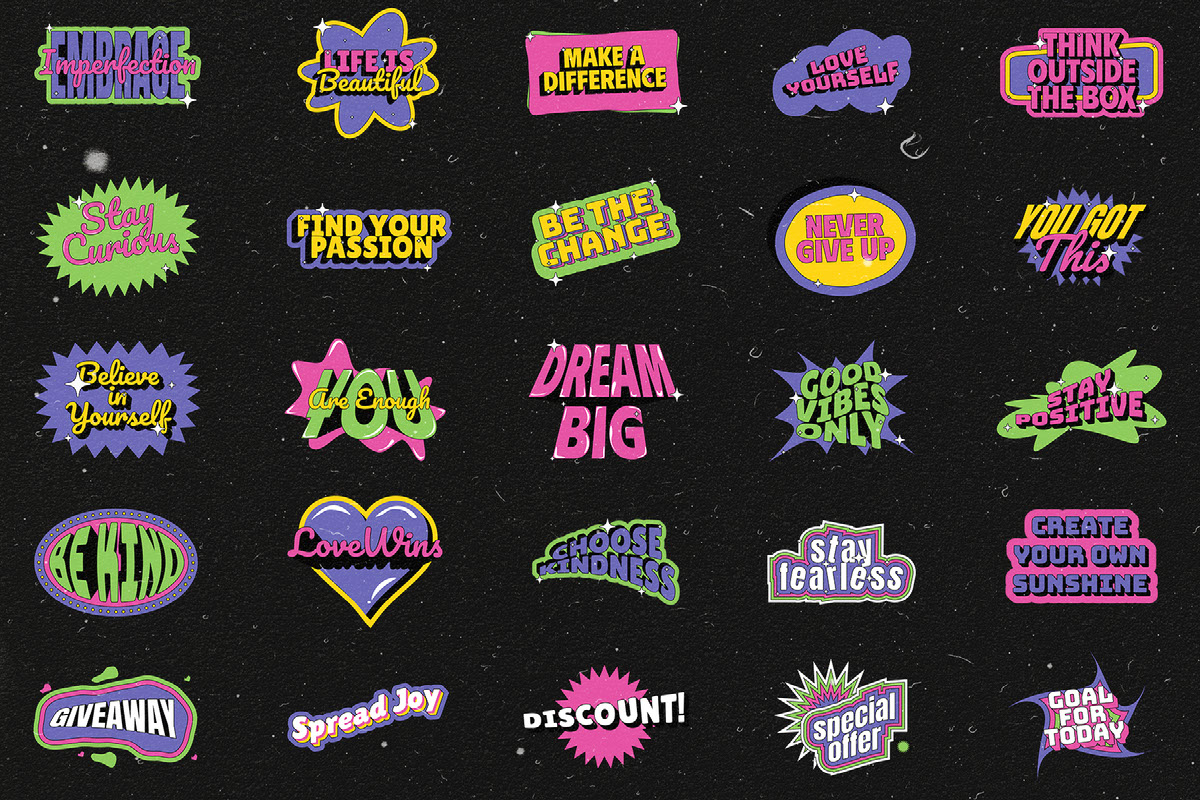 Vol 2 - Retro Sticker Pack on Behance :: Behance