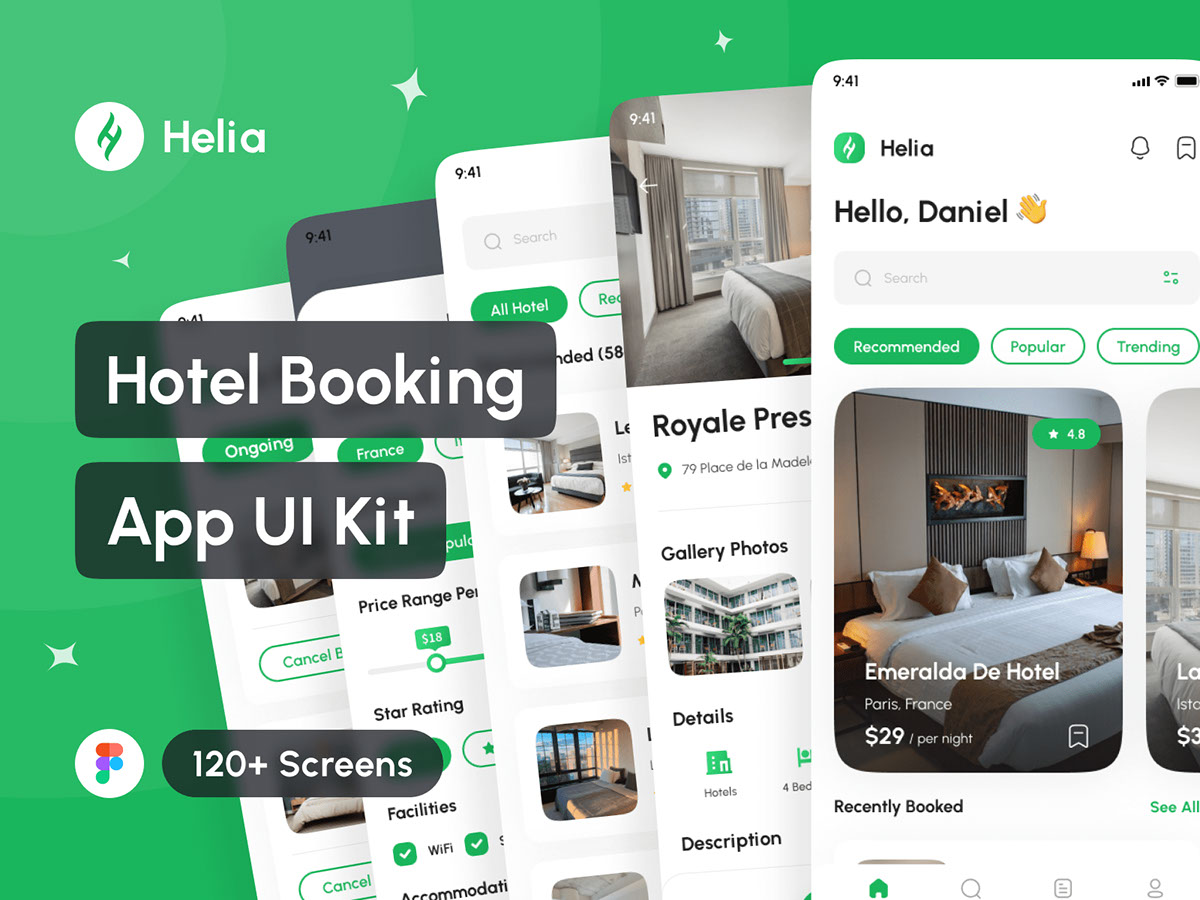 Helia - Hotel Booking App UI Kit rendition image