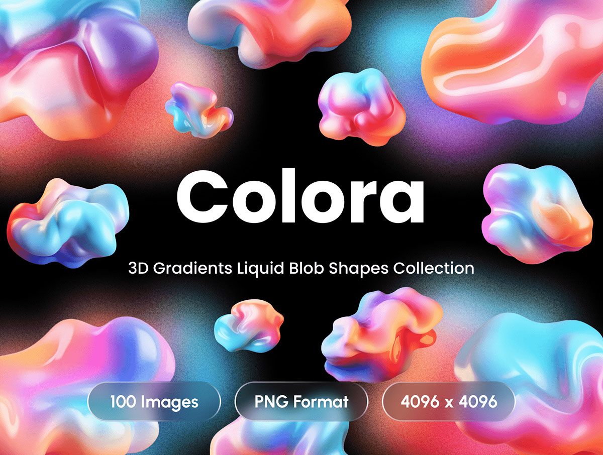 Colora - 3D Gradients Liquid Blob Shapes Collection rendition image