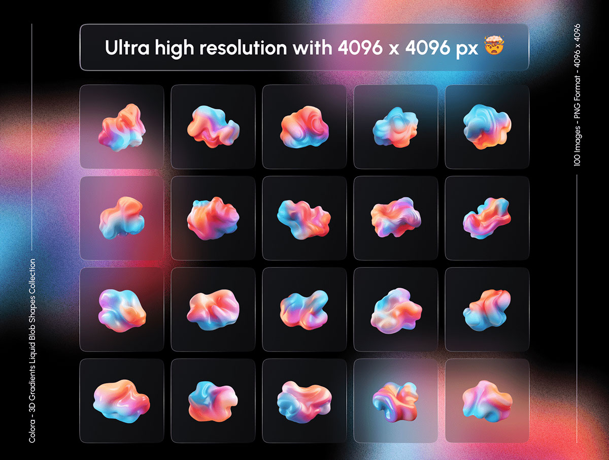 Colora - 3D Gradients Liquid Blob Shapes Collection rendition image